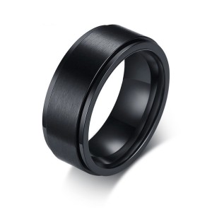 Anillo spinner negro para hombre en acero inoxidable
