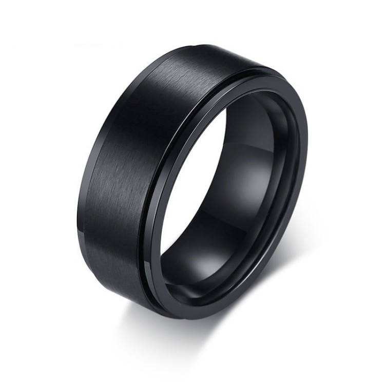 Anillo spinner negro para hombre en acero inoxidable Anillo spinner negro para hombre en acero inoxidable