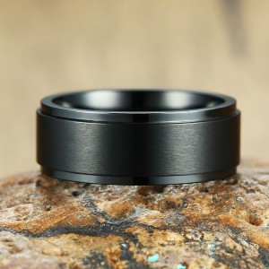 Anillo spinner negro para hombre en acero inoxidable Anillo spinner negro para hombre en acero inoxidable
