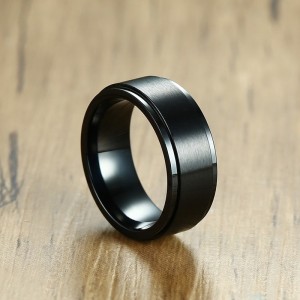 Anillo spinner negro para hombre en acero inoxidable Anillo spinner negro para hombre en acero inoxidable