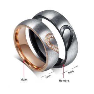 Argollas de matrimonio corazón en acero inoxidable
