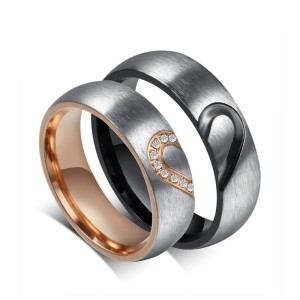 Argollas de matrimonio corazón en acero inoxidable
