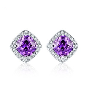 Aretes topitos rombos en plata
