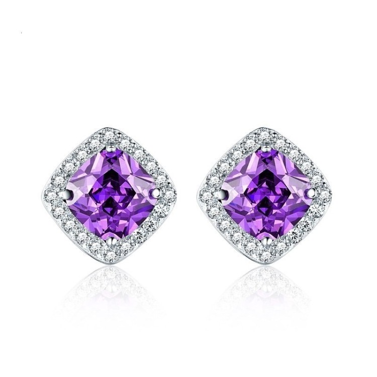 Aretes topitos rombos en plata Aretes topitos rombos en plata