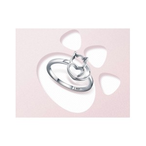 Anillo silueta de gato en plata