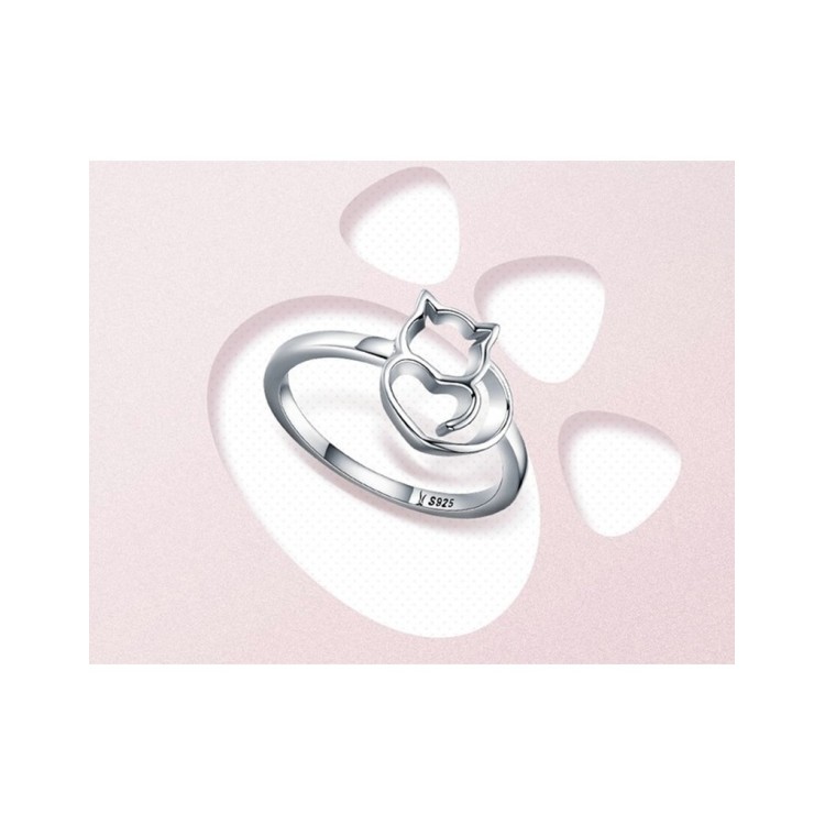 Anillo silueta de gato en plata Anillo silueta de gato en plata
