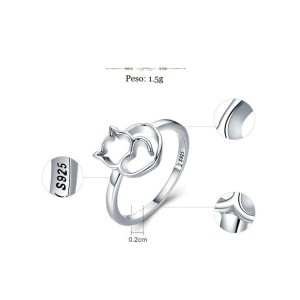 Anillo silueta de gato en plata