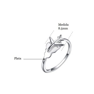 Anillo avión de viaje por el mundo en plata