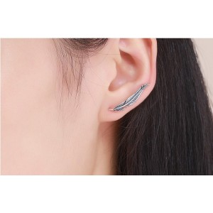 Aretes largos en forma de hojas en plata Aretes largos en forma de hojas en plata