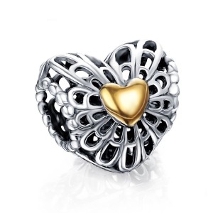 Dije con collar corazones de amor en plata