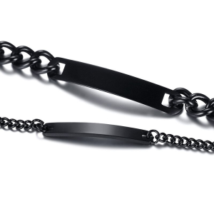 Brazaletes negros para parejas grabados en acero inoxidable