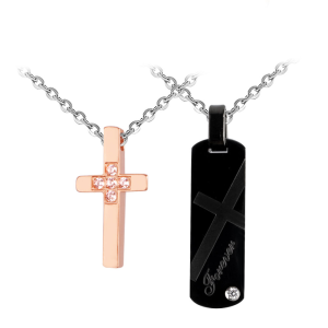 Dijes para pareja amor religioso en acero inoxidable