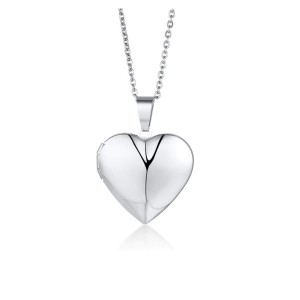 Collar relicario corazón acero inoxidable grabado texto