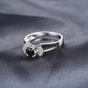 Anillo de compromiso gema negra en plata