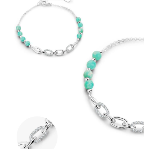 Manilla para mujer en plata con cuentas difusas en plata Manilla para mujer en plata con cuentas difusas en plata