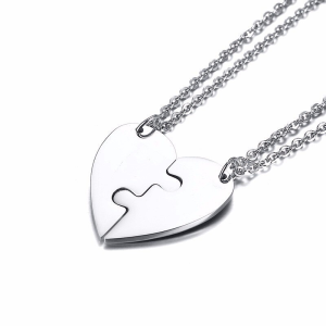 Collares para pareja personalizables rompecabezas de corazón en acero inoxidable