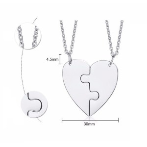 Collares para pareja personalizables rompecabezas de corazón en acero inoxidable Collares para pareja personalizables rompecabezas de corazón en acero inoxidable
