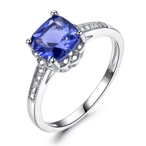 Anillo de compromiso piedra nano tanzanita en plata