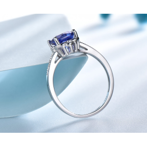 Anillo de compromiso piedra nano tanzanita en plata