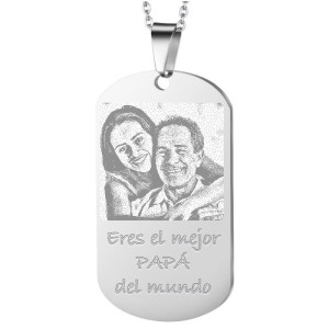Regalo para papá creativo placa grabada en collar en acero inoxidable