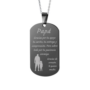 Regalo para papá creativo placa grabada en collar en acero inoxidable