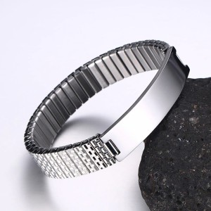 Brazalete Elástico Para Hombres Personalizado En Acero Inoxidable