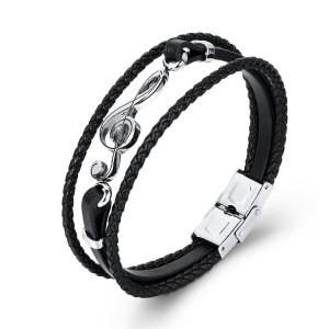 Brazalete para hombres nota musical en acero inoxidable