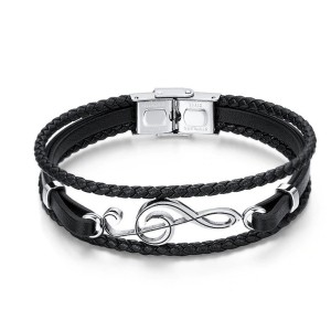 Brazalete para hombres nota musical en acero inoxidable