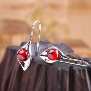 Aretes rojos en plata Aretes rojos en plata