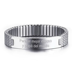 Brazalete Elástico Para Hombres Personalizado En Acero Inoxidable