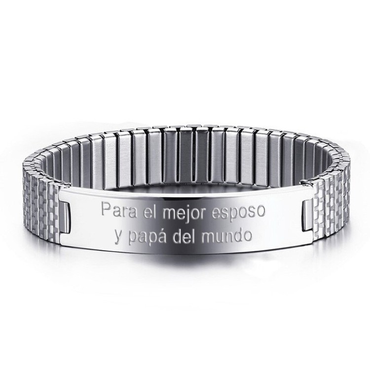 Brazalete Elástico Para Hombres Personalizado En Acero Inoxidable Brazalete Elástico Para Hombres Personalizado En Acero Inoxidable