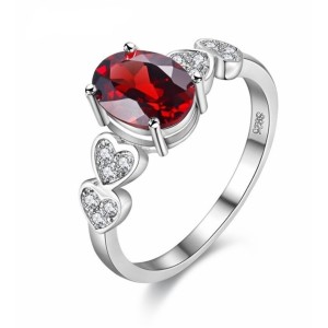 Anillo de compromiso en plata con zafiro