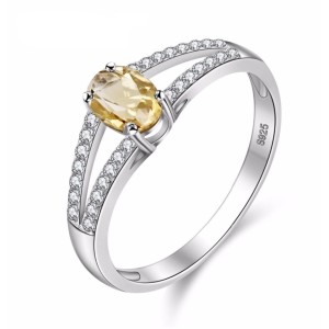 Anillo de compromiso citrino doble lazo en plata