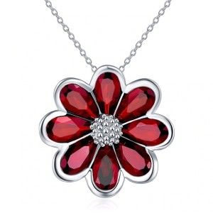 Collar con dije flor deslumbrante en plata