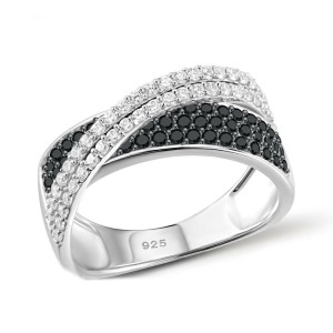 Anillo dos bandas entrelazadas en plata