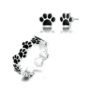 Set huellitas de perro en plata