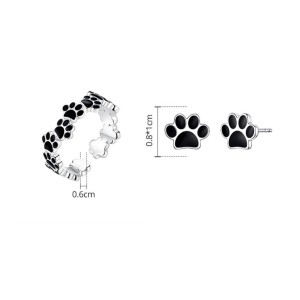 Set huellitas de perro en plata
