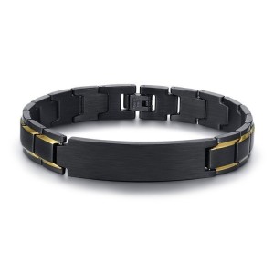 Brazalete para hombre negro en acero inoxidable