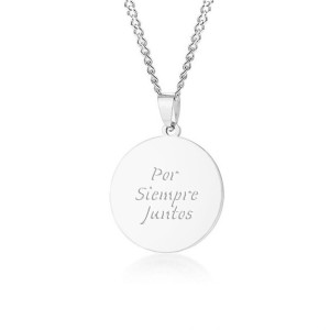 Dije y cadena redondo personalizado en acero inoxidable