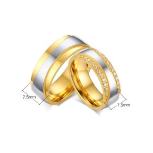 Argollas de matrimonio franjas de lujo en acero inoxidable