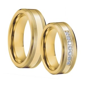 Argollas de matrimonio en tungsteno doradas