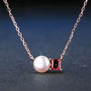 Set de perlas y granate en plata