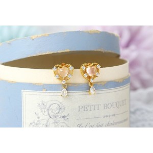 Aretes corazón dulce en cuarzo de plata