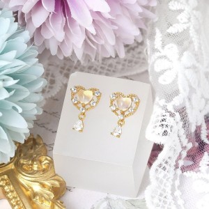 Aretes corazón dulce en cuarzo de plata