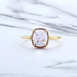 Anillo de compromiso estilo vintage con amatista en plata