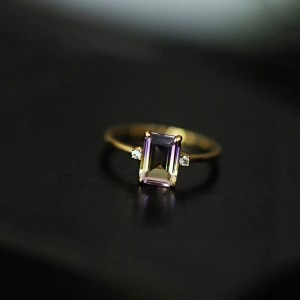 Anillo de compromiso con ametrina en plata