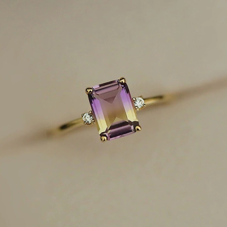 Anillo de compromiso con ametrina en plata Anillo de compromiso con ametrina en plata