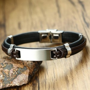 Brazalete para hombre banda cafe en acero inoxidable Brazalete para hombre banda cafe en acero inoxidable
