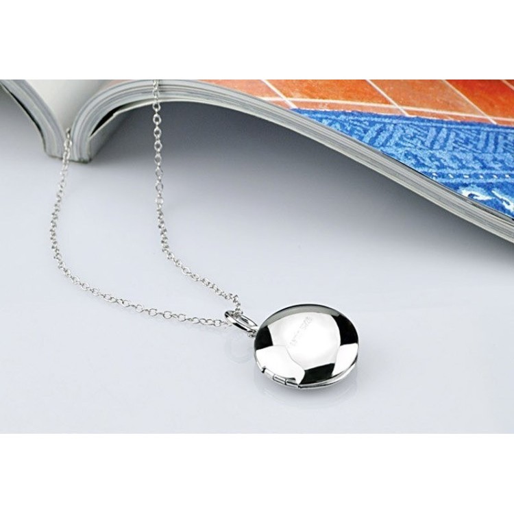 Collar relicario redondo plata grabado de texto Collar relicario redondo plata grabado de texto