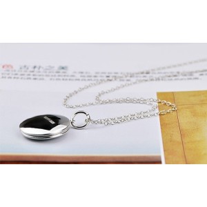 Collar relicario redondo plata grabado de texto Collar relicario redondo plata grabado de texto